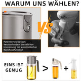 VOMEP Olive Oil Dispenser, 2 in 1 Oil Sprayer for Cooking, 16oz/470ml Glass Oil Spray Bottle with Pourer, Food-grade Oil Dispenser and Oil Sprayer for Kitchen, Salad, Frying, BBQ(Silbergrau)