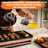 VOMEP Olive Oil Dispenser, 2 in 1 Oil Sprayer for Cooking, 16oz/470ml Glass Oil Spray Bottle with Pourer, Food-grade Oil Dispenser and Oil Sprayer for Kitchen, Salad, Frying, BBQ(Silbergrau)