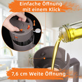 VOMEP Olive Oil Dispenser, 2 in 1 Oil Sprayer for Cooking, 16oz/470ml Glass Oil Spray Bottle with Pourer, Food-grade Oil Dispenser and Oil Sprayer for Kitchen, Salad, Frying, BBQ(Silbergrau)