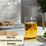 VOMEP Olive Oil Dispenser, 2 in 1 Oil Sprayer for Cooking, 16oz/470ml Glass Oil Spray Bottle with Pourer, Food-grade Oil Dispenser and Oil Sprayer for Kitchen, Salad, Frying, BBQ(Silbergrau)